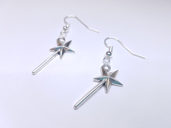 Zauberstab Ohrringe silberfarben Fee Elfe